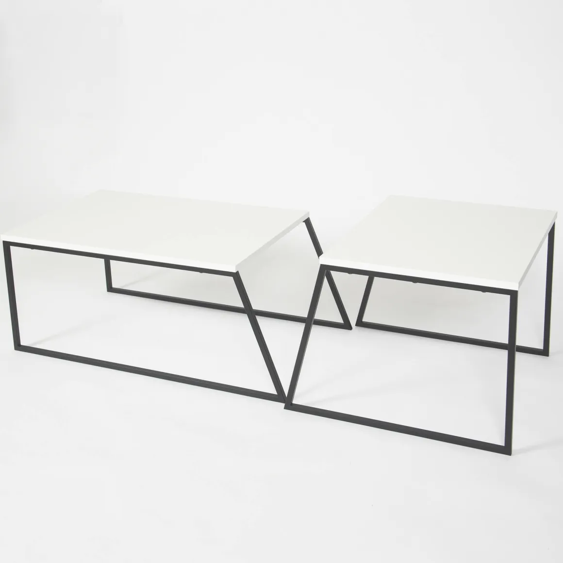 Tavolino soggiorno rettangolare bianco e nero 88x50x38h cm - Tavo