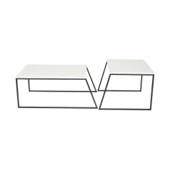 Tavolino soggiorno rettangolare bianco e nero 88x50x38h cm - Tavo