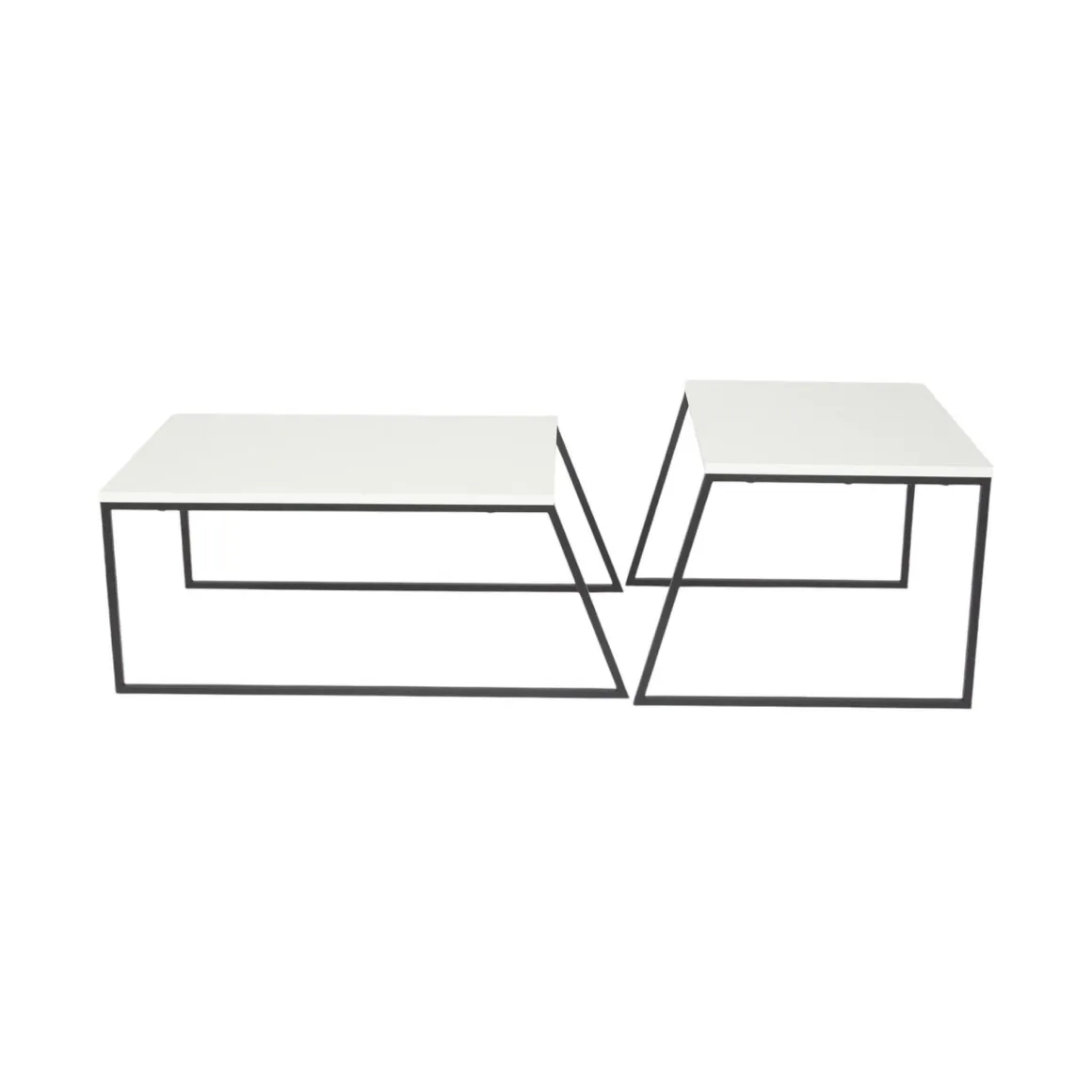 Tavolino soggiorno rettangolare bianco e nero 88x50x38h cm - Tavo