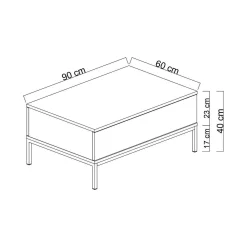 Tavolino soggiorno rettangolare bianco e oro 90x60x40h cm - Vespero