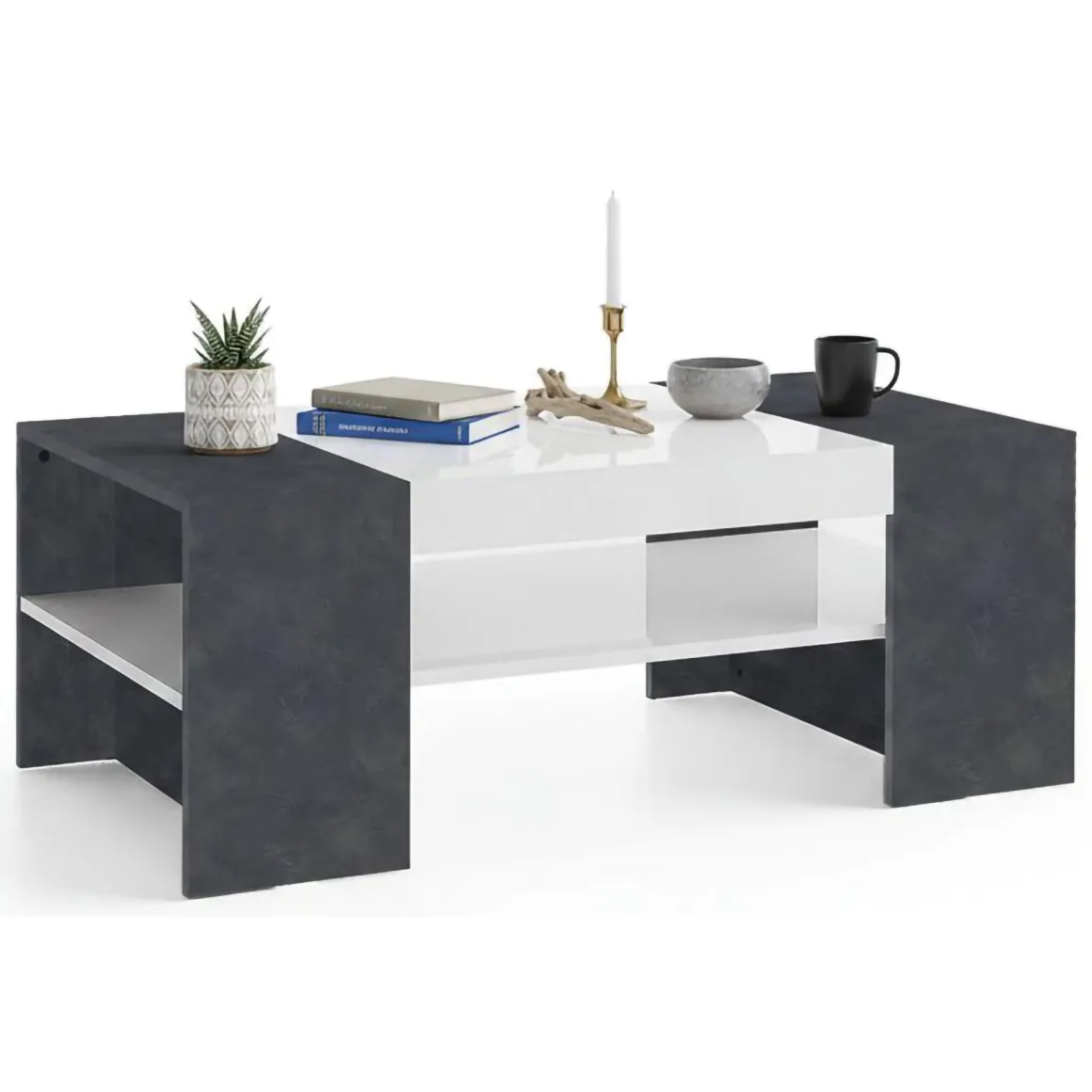 Tavolini Da Salotto|Salotto > Dmora Tavolino soggiorno rettangolare opaco 110x60x40h cm - Mercedes Bianco