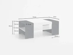 Tavolini Da Salotto|Salotto > Dmora Tavolino soggiorno rettangolare opaco 110x60x40h cm - Mercedes Bianco