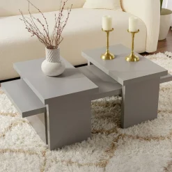 Tavolino soggiorno rettangolare grigio 110x45x41h cm - Amarantha