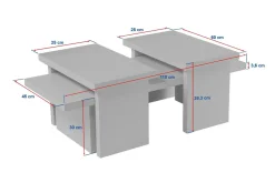 Tavolino soggiorno rettangolare grigio 110x45x41h cm - Amarantha