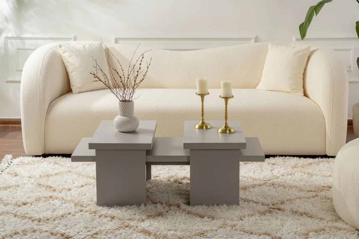 Tavolino soggiorno rettangolare grigio 110x45x41h cm - Amarantha