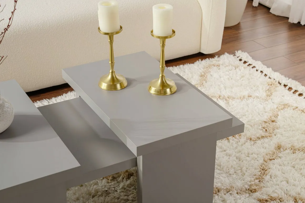 Tavolino soggiorno rettangolare grigio 110x45x41h cm - Amarantha