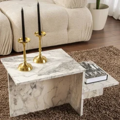 Tavolino soggiorno rettangolare marmo 80x40x40h cm - Varian