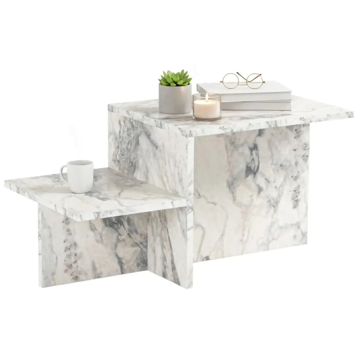Tavolini Da Salotto > Dmora Tavolino soggiorno rettangolare marrone e antracite 90x60x40h cm - Apostolo Nero, Marrone Antracite