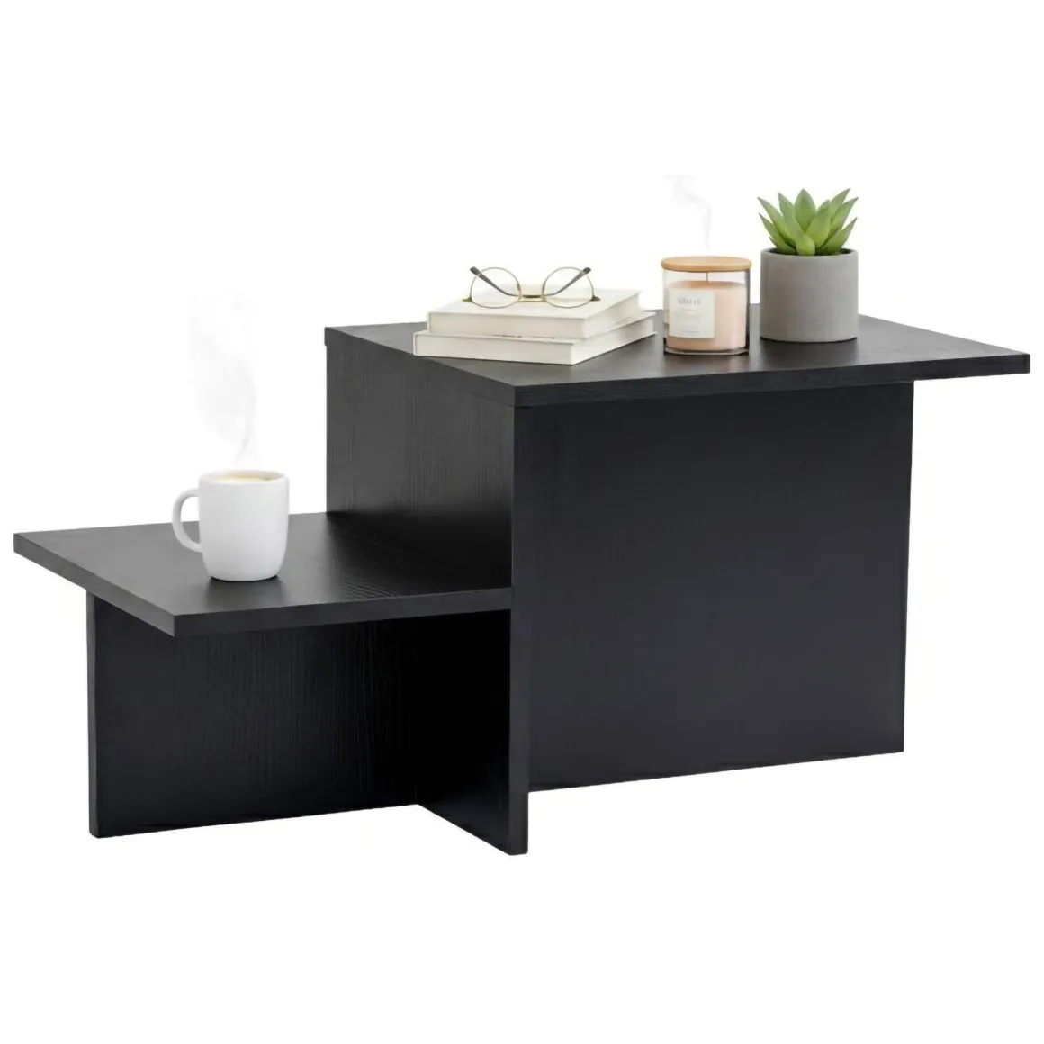Tavolini Da Salotto|Salotto > Dmora Tavolino soggiorno rettangolare nero e oro 90x60x40h cm - Vespero Oro, Nero