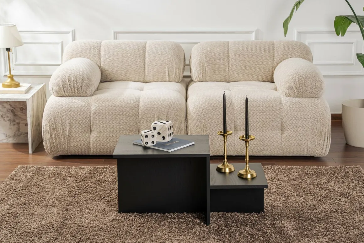 Tavolini Da Salotto|Salotto > Dmora Tavolino soggiorno rettangolare nero e oro 90x60x40h cm - Vespero Oro, Nero