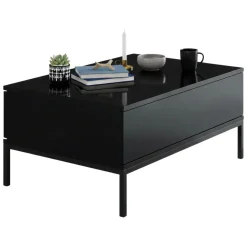 Tavolino soggiorno rettangolare nero opaco 90x60x40h cm - Vespero