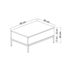 Tavolini Da Salotto|Salotto > Dmora Tavolino soggiorno rettangolare noce e antracite 105x34x60h cm - Mansuk Nero Antracite, Marrone Noce