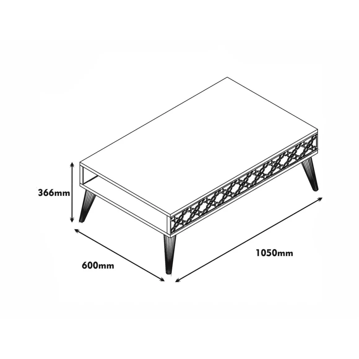 Tavolini Da Salotto > Dmora Tavolino soggiorno rettangolare noce e bianco 119x60x40h cm - Elain Bianco, Marrone Noce