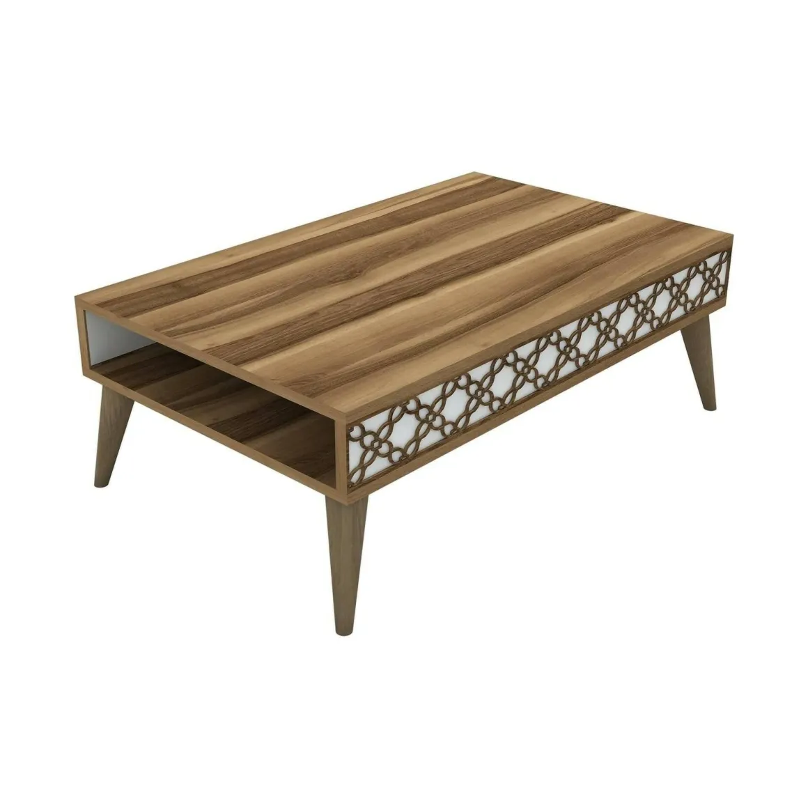 Tavolini Da Salotto > Dmora Tavolino soggiorno rettangolare noce e bianco 119x60x40h cm - Elain Bianco, Marrone Noce