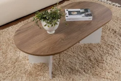 Tavolini Da Salotto > Dmora Tavolino soggiorno rettangolare noce e bianco 119x60x40h cm - Elain Bianco, Marrone Noce