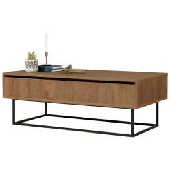 Tavolino soggiorno rettangolare noce e nero 120x60x43h cm - Barghe