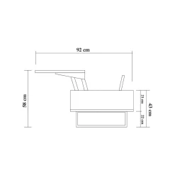 Tavolini Da Salotto|Salotto > Dmora Tavolino soggiorno rettangolare noce e nero 75x75x40h cm - Baone Nero, Marrone Noce