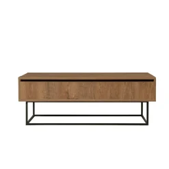 Tavolini Da Salotto|Salotto > Dmora Tavolino soggiorno rettangolare noce e nero 75x75x40h cm - Baone Nero, Marrone Noce