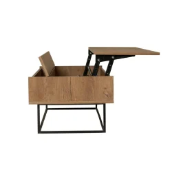 Tavolini Da Salotto|Salotto > Dmora Tavolino soggiorno rettangolare noce e nero 75x75x40h cm - Baone Nero, Marrone Noce