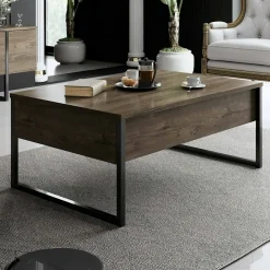 Tavolino soggiorno rettangolare noce e nero 90x60x40h cm - Lavinia