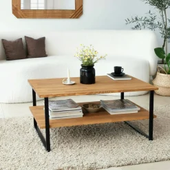 Tavolino soggiorno rettangolare quercia 85x60x40h cm - Aprica