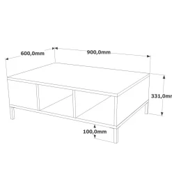 Tavolino soggiorno rettangolare quercia e antracite 90x60x33h cm - Lemie