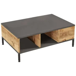 Tavolino soggiorno rettangolare quercia e antracite 90x60x33h cm - Lemie