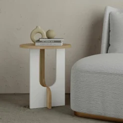 Tavolino soggiorno rettangolare rovere e bianco 40x40x47h cm - Bret