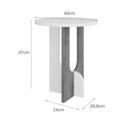 Tavolino soggiorno rettangolare rovere e bianco 40x40x47h cm - Bret