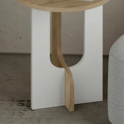 Tavolino soggiorno rettangolare rovere e bianco 40x40x47h cm - Bret