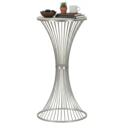 Tavolino soggiorno rotondo argento 50x50x100h cm - Merli