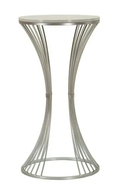 Tavolino soggiorno rotondo argento 50x50x100h cm - Merli