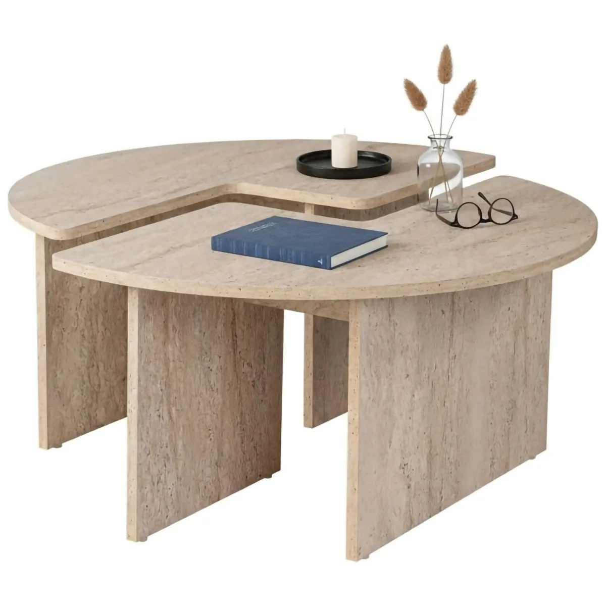 Tavolini Da Salotto > Dmora Tavolino soggiorno rotondo 90x90x41h cm - Tairn Beige