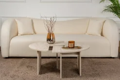Tavolini Da Salotto > Dmora Tavolino soggiorno rotondo 90x90x41h cm - Tairn Beige