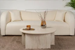 Tavolini Da Salotto > Dmora Tavolino soggiorno rotondo 90x90x41h cm - Tairn Beige