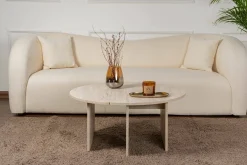 Tavolini Da Salotto > Dmora Tavolino soggiorno rotondo 90x90x41h cm - Tairn Beige