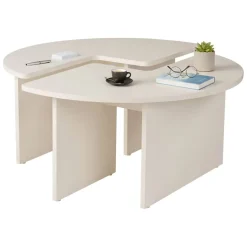 Tavolino soggiorno rotondo bianco larice 90x90x41h cm - Tairn