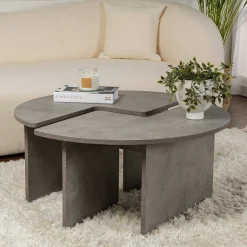 Tavolini Da Salotto > Dmora Tavolino soggiorno rotondo 90x90x41h cm - Tairn Grigio