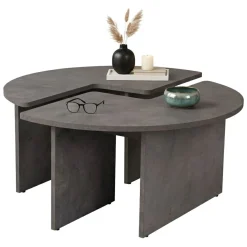 Tavolini Da Salotto > Dmora Tavolino soggiorno rotondo 90x90x41h cm - Tairn Grigio