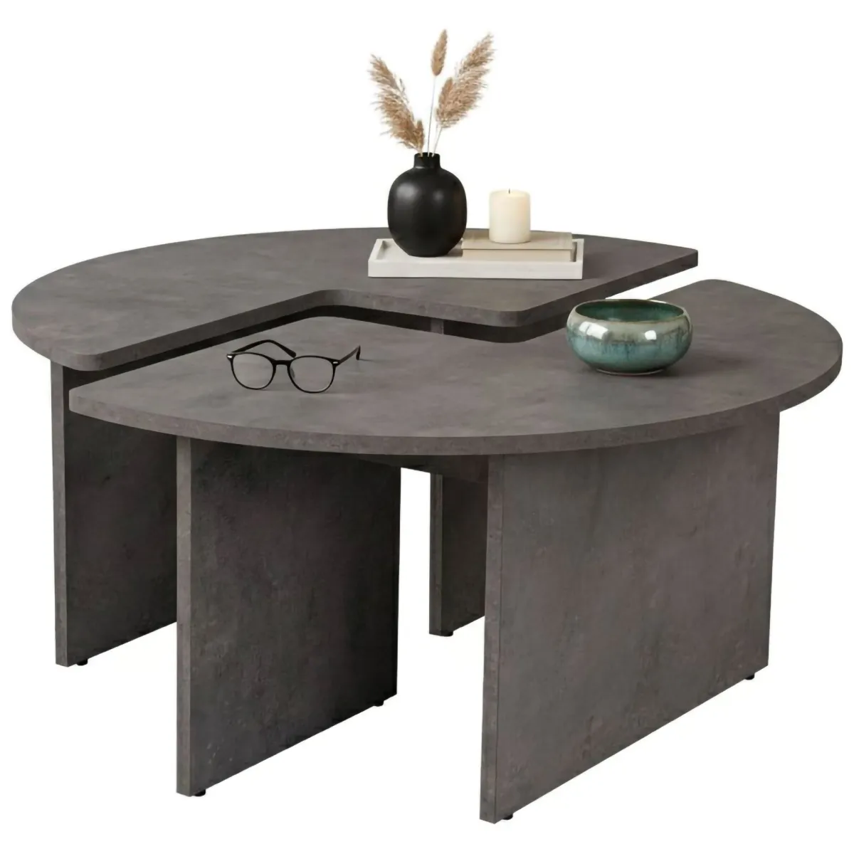 Tavolini Da Salotto > Dmora Tavolino soggiorno rotondo 90x90x41h cm - Tairn Grigio