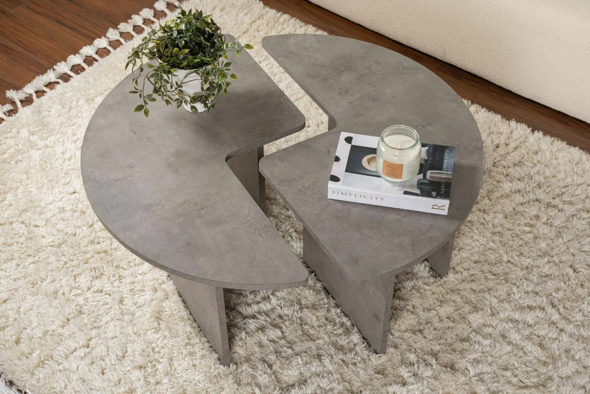 Tavolini Da Salotto > Dmora Tavolino soggiorno rotondo 90x90x41h cm - Tairn Grigio