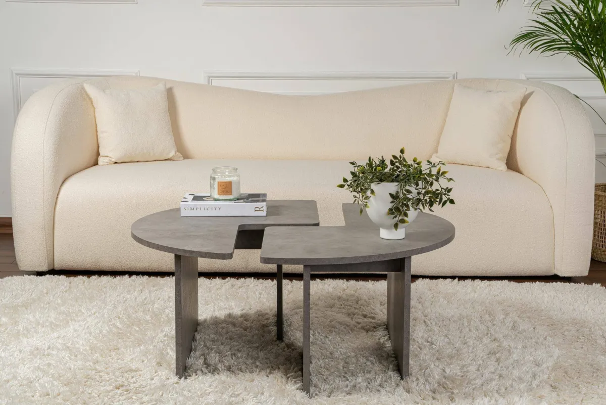 Tavolini Da Salotto > Dmora Tavolino soggiorno rotondo 90x90x41h cm - Tairn Grigio