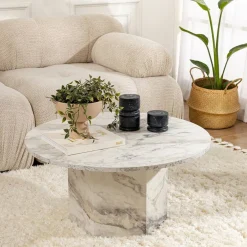 Tavolino soggiorno rotondo marmo 80x80x40h cm - Ridoc