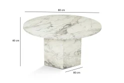 Tavolini Da Salotto > Dmora Tavolino soggiorno rotondo marmo 80x80x45h cm - Tamlin Bianco Marmo