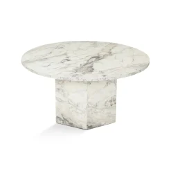 Tavolini Da Salotto > Dmora Tavolino soggiorno rotondo marmo 80x80x45h cm - Tamlin Bianco Marmo
