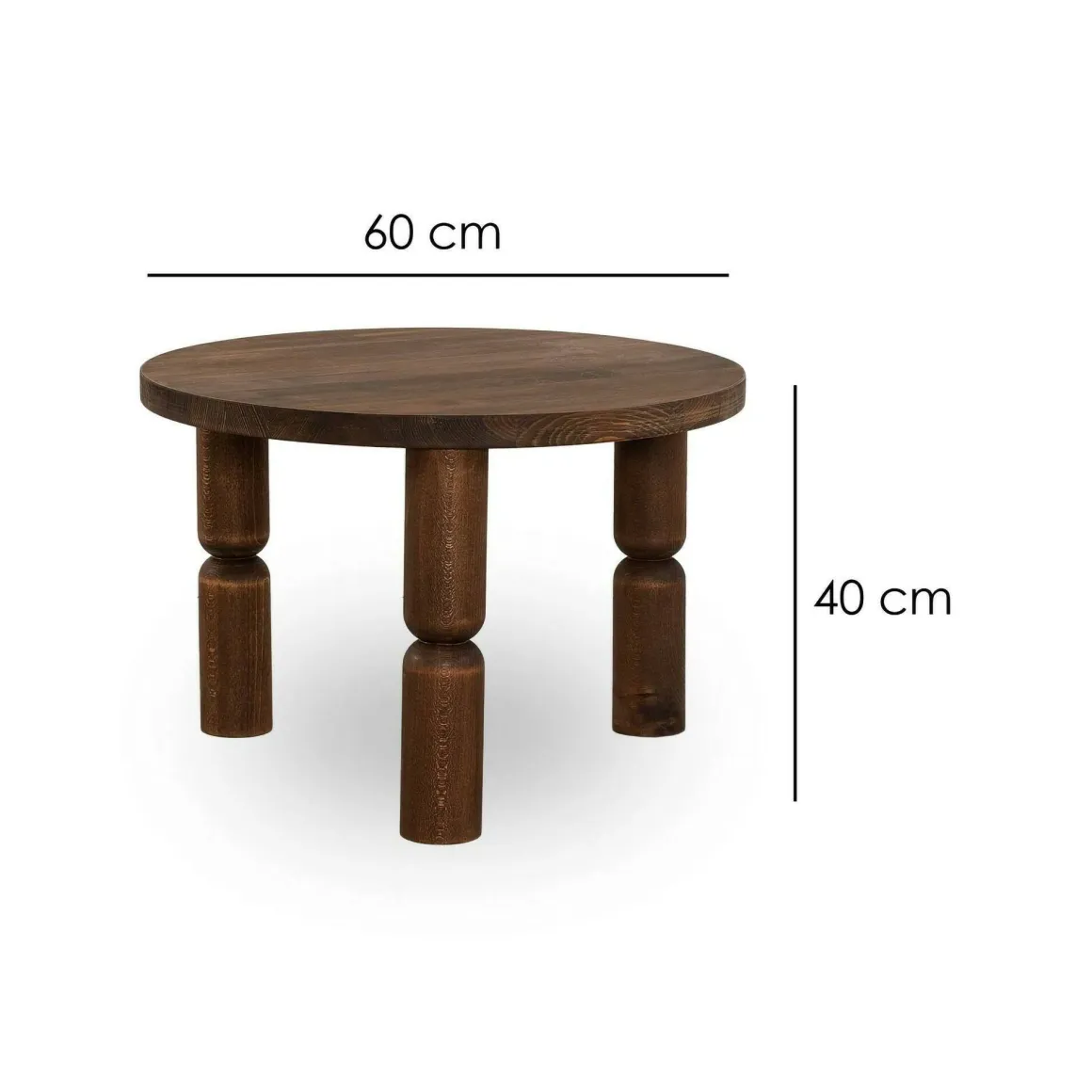 Tavolino soggiorno rotondo noce 60x60x40h cm - Victorine