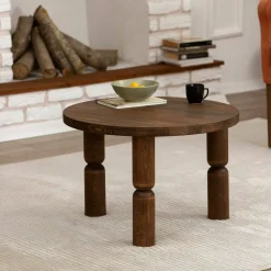 Tavolino soggiorno rotondo noce 60x60x40h cm - Victorine