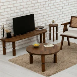 Tavolino soggiorno rotondo noce 60x60x40h cm - Victorine