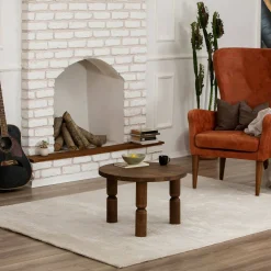 Tavolino soggiorno rotondo noce 60x60x40h cm - Victorine