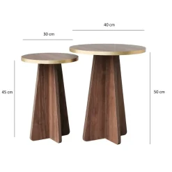 Tavolini Da Salotto|Salotto > Dmora Tavolino soggiorno rotondo oro e noce 60x60x40h cm - Armanda Marrone Noce, Oro